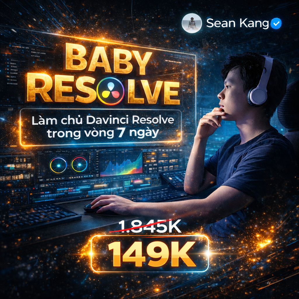 Khóa Học Baby Resolve Seankang – Làm Chủ DaVinci Resolve Trong 7 Ngày
