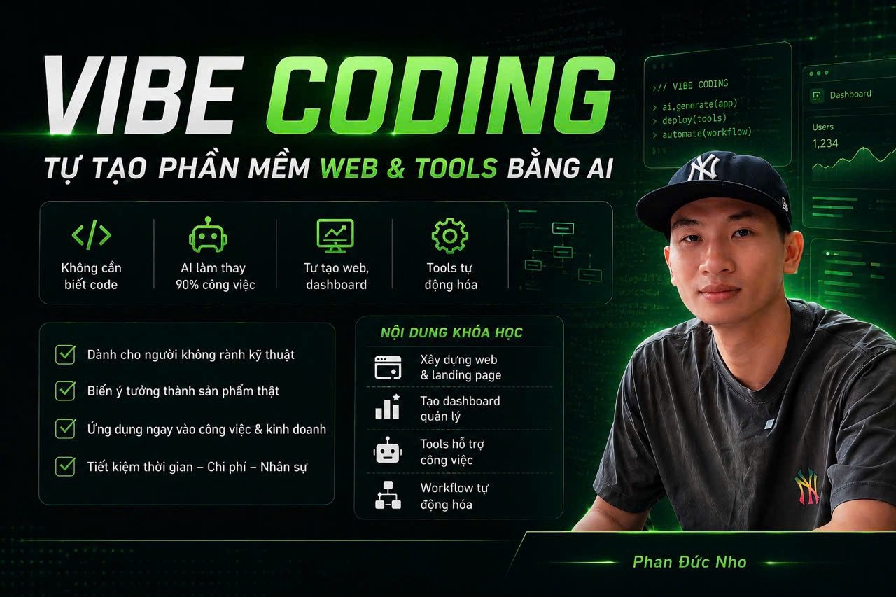 Khóa Học Vibe Coding Phan Đức Nho – Tự Tạo Phần Mềm, Web & Tools Bằng AI